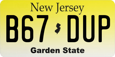 NJ license plate B67DUP