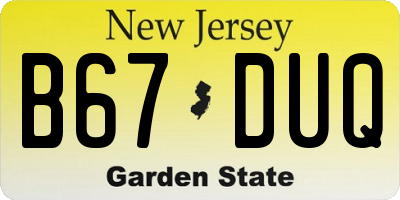 NJ license plate B67DUQ