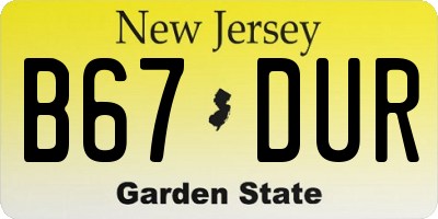 NJ license plate B67DUR