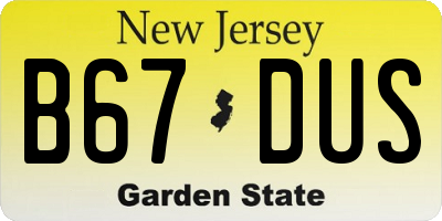 NJ license plate B67DUS
