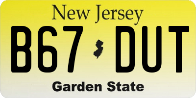 NJ license plate B67DUT