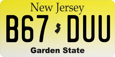 NJ license plate B67DUU