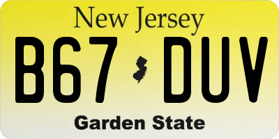 NJ license plate B67DUV