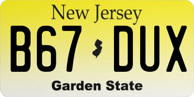 NJ license plate B67DUX