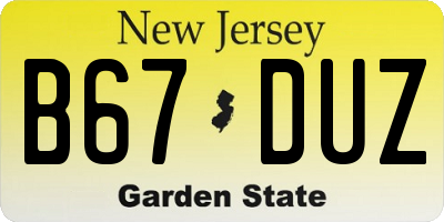 NJ license plate B67DUZ