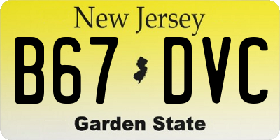 NJ license plate B67DVC