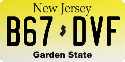 NJ license plate B67DVF