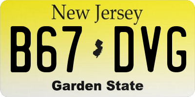 NJ license plate B67DVG