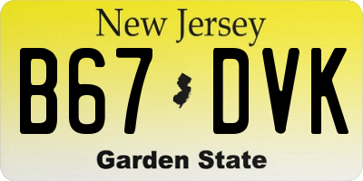 NJ license plate B67DVK