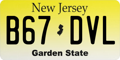 NJ license plate B67DVL