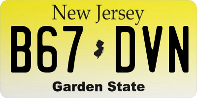 NJ license plate B67DVN