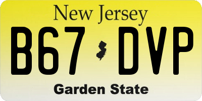 NJ license plate B67DVP