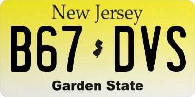 NJ license plate B67DVS