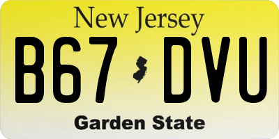 NJ license plate B67DVU