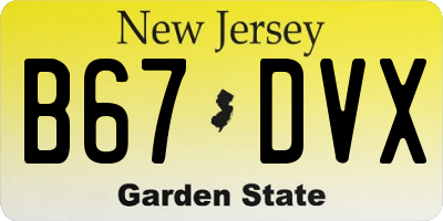 NJ license plate B67DVX