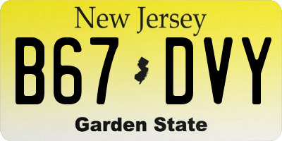 NJ license plate B67DVY