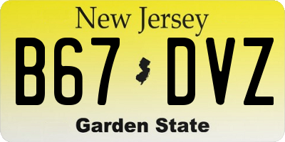 NJ license plate B67DVZ