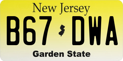 NJ license plate B67DWA