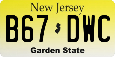 NJ license plate B67DWC