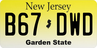 NJ license plate B67DWD