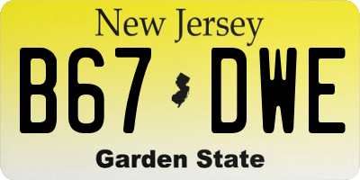 NJ license plate B67DWE