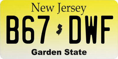 NJ license plate B67DWF