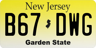 NJ license plate B67DWG