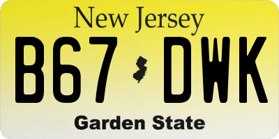 NJ license plate B67DWK