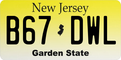 NJ license plate B67DWL