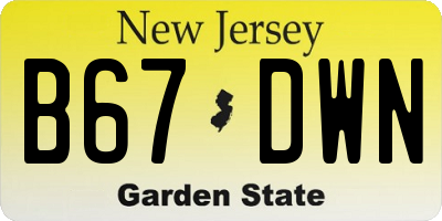 NJ license plate B67DWN