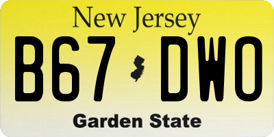 NJ license plate B67DWO
