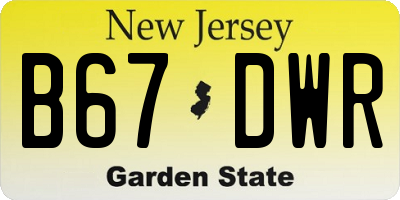 NJ license plate B67DWR