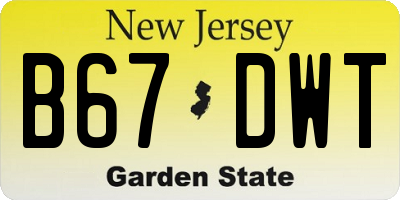 NJ license plate B67DWT