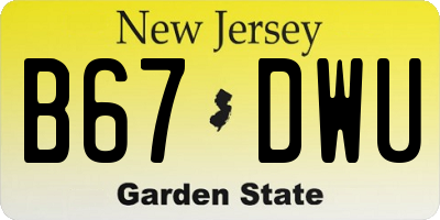 NJ license plate B67DWU