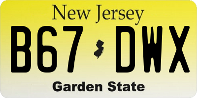 NJ license plate B67DWX