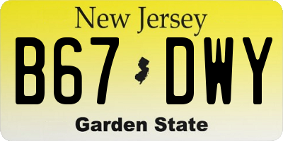 NJ license plate B67DWY