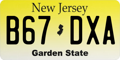 NJ license plate B67DXA