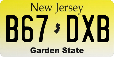 NJ license plate B67DXB
