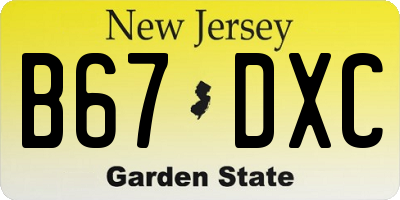 NJ license plate B67DXC
