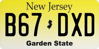 NJ license plate B67DXD