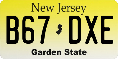 NJ license plate B67DXE