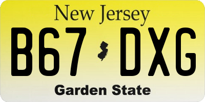 NJ license plate B67DXG