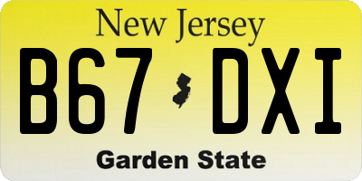 NJ license plate B67DXI