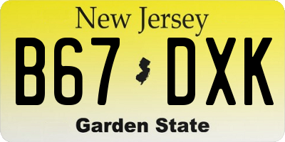 NJ license plate B67DXK