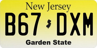 NJ license plate B67DXM