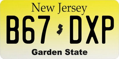 NJ license plate B67DXP