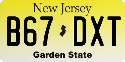 NJ license plate B67DXT