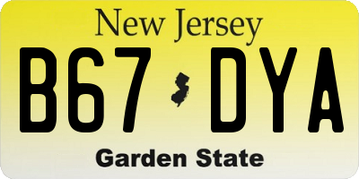 NJ license plate B67DYA