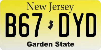 NJ license plate B67DYD