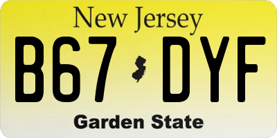 NJ license plate B67DYF